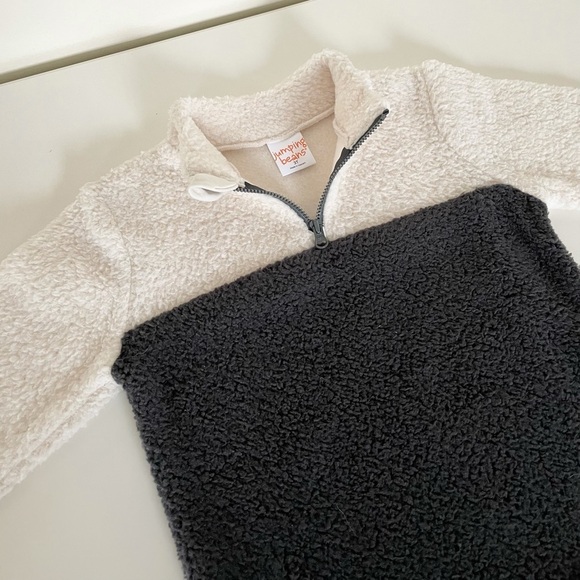 Jumping Beans White & Gray Sherpa Zip Up Pullover Boys 3T - Picture 6 of 10